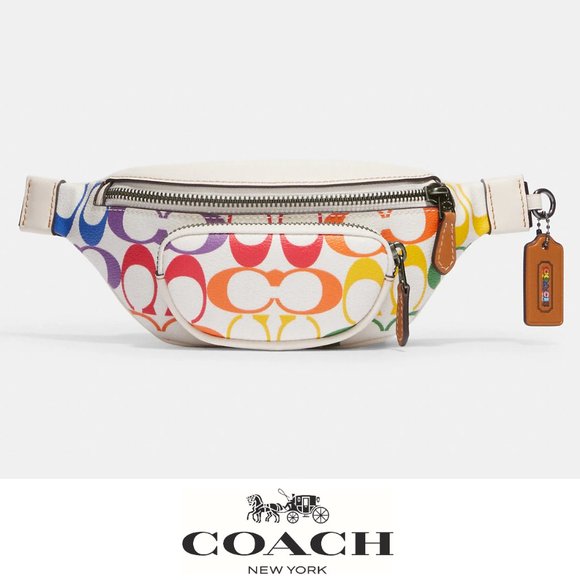 🌈 Coach Sprint Belt Bag 24 In Rainbow Signature Canvas - Picture 1 of 14